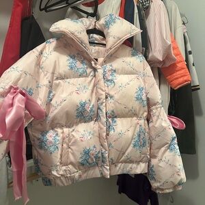 Floral Puffer Jacket - Pink